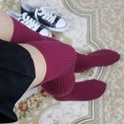 New Solid Color Over The Knee High Socks Vertical Ribbing Stocking Long Socks For Women