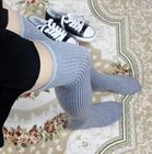 New Solid Color Over The Knee High Socks Vertical Ribbing Stocking Long Socks For Women