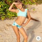 Wholesale OEM ODM Opa Blue elastic Training Two-piece Swimwear Young Girls Anti-UV